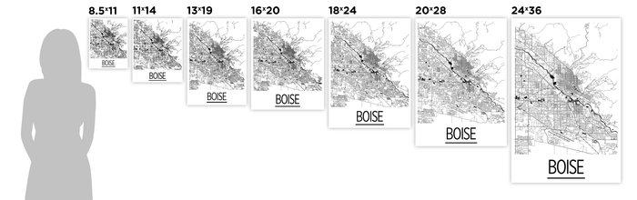 Boise Map Poster - usa Map Print - Art Deco Series