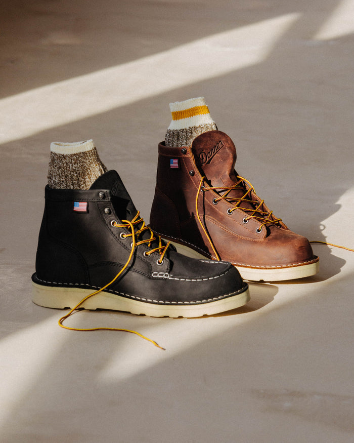 BULL RUN MOC TOE LEATHER BOOT - BLACK