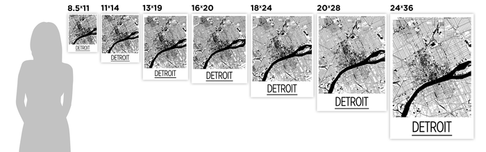 Detroit Map Poster - usa Map Print - Art Deco Series