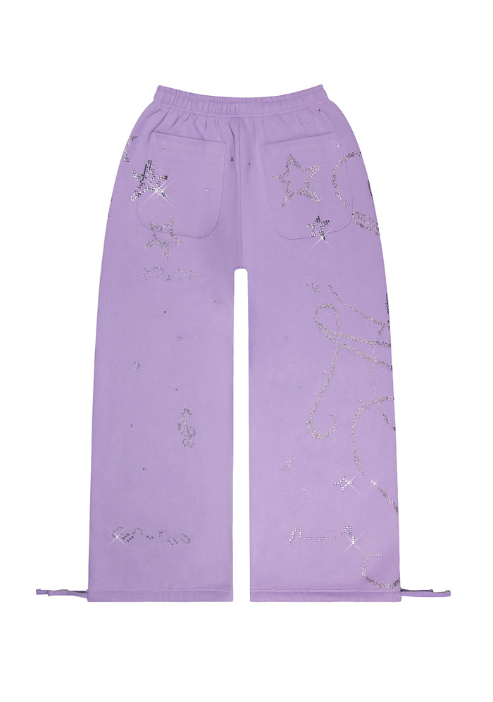 DREAMER RHINESTONE TEDDY OVERSIZED SWEATPANTS LILAC