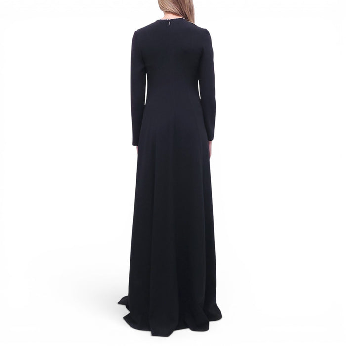 GUCCI BLACK LONG SLEEVE GOWN WITH CRYSTAL STAR EMBELLISHMENTS - SIZE S