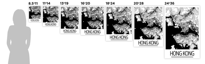 Hong Kong Map Poster - hong kong Map Print - Art Deco Series
