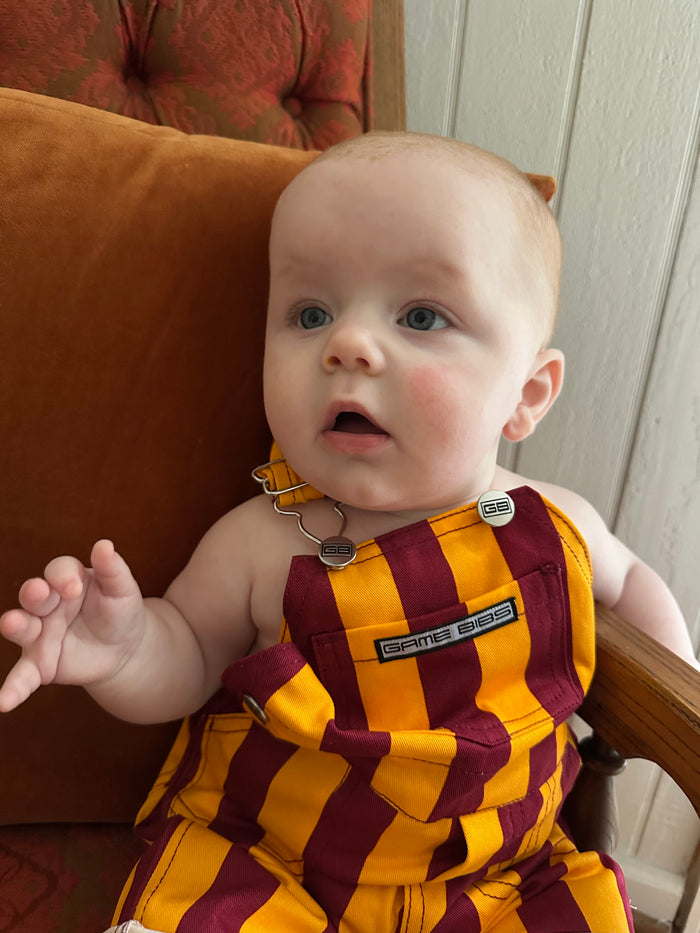 Infant Toddler Bib Overalls (Garnet & Gold)