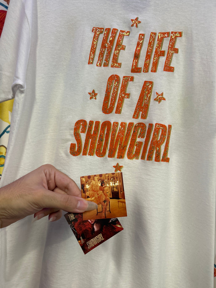 Taylor Swift 'The Life of a Showgirl' White Handpainted T-shirt