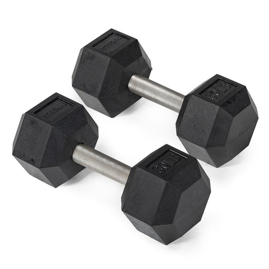 30 LB Straight Stainless Steel Hex Dumbbells