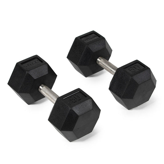 50 LB Straight Stainless Steel Hex Dumbbells