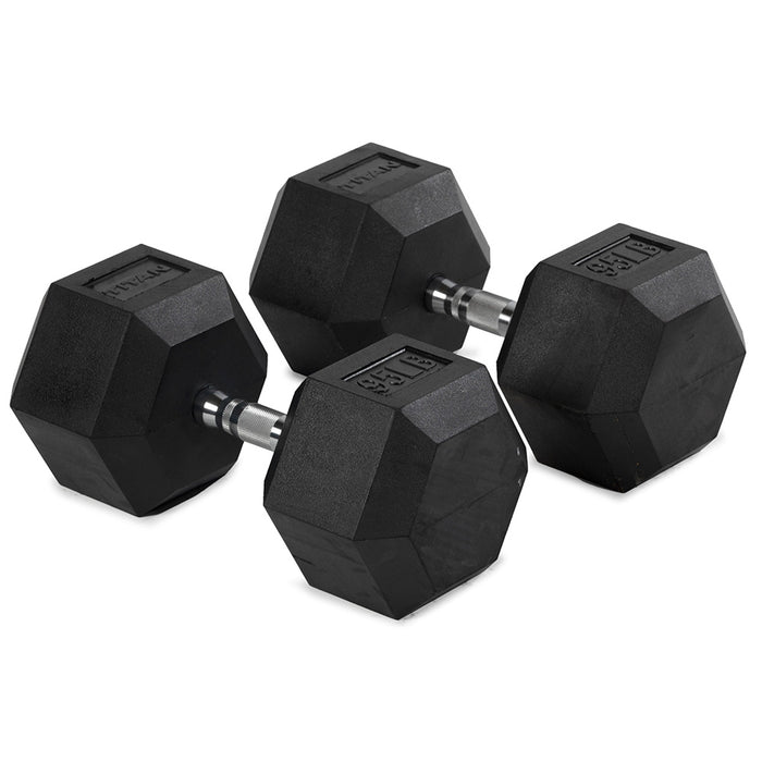 95 LB Rubber Hex Dumbbells