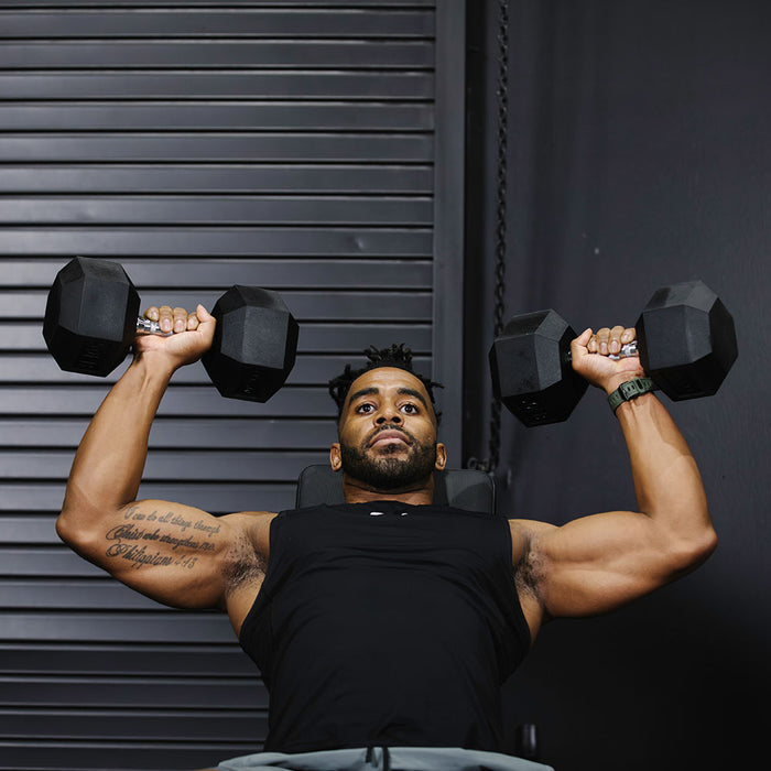 95 LB Rubber Hex Dumbbells