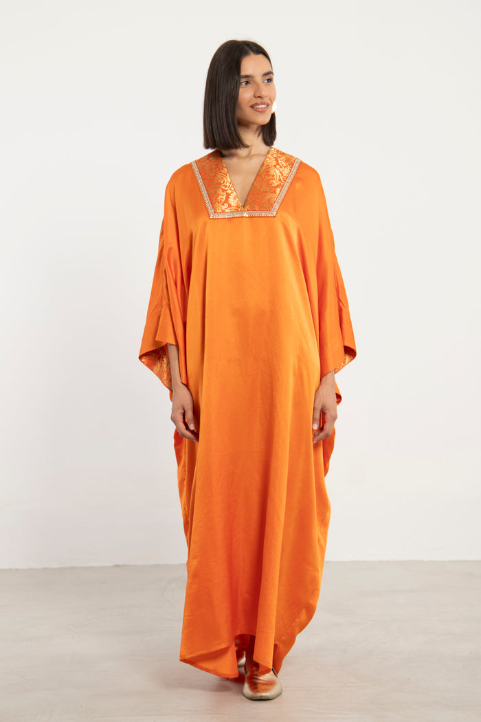 Adan Silk Orange Kaftan