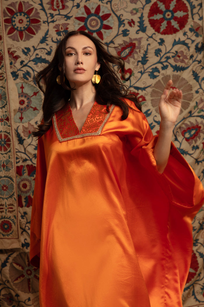Adan Silk Orange Kaftan