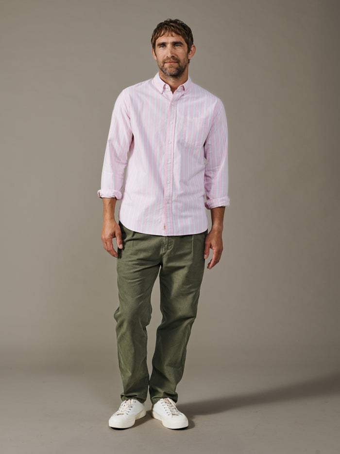 Aubin Pink Shadow Stripe Aldridge Oxford Button Down Shirt | Oxford Shirt