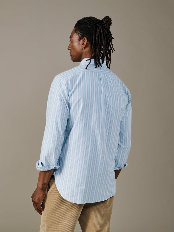 Aubin Blue Shadow Stripe Aldridge Oxford Button Down Shirt | Oxford Shirt