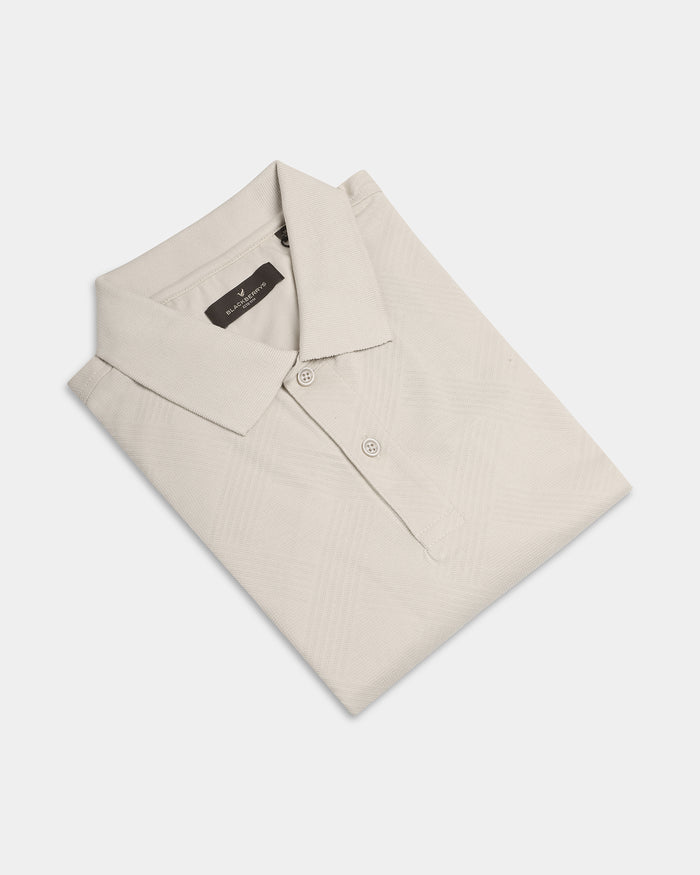 Almond Beige Textured Polo - Lina