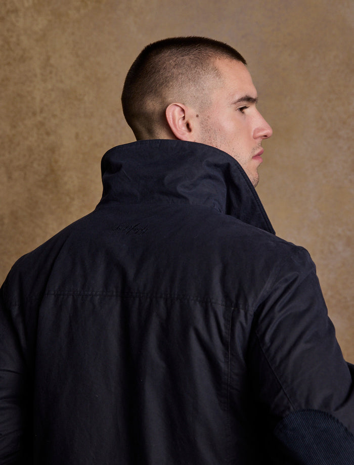 Archie Men's Waxed Jacket - Heritage Navy  #color_heritage-navy