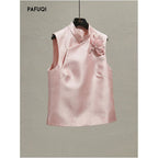 Improved New Chinese Style Women s Clothing 2026 Spring New Pink 3D Floral Layered Vest Jacket image 1