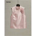Improved New Chinese Style Women s Clothing 2026 Spring New Pink 3D Floral Layered Vest Jacket image 4