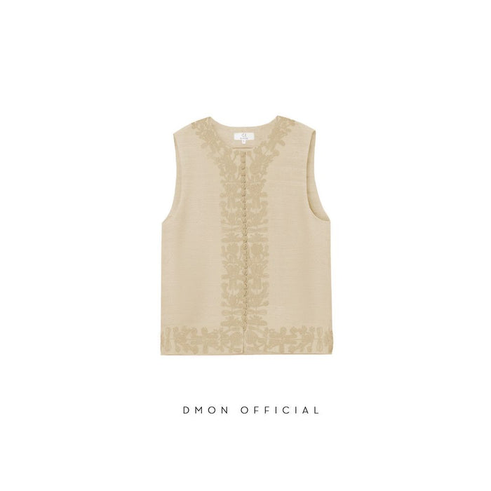 ASAYA6890 – Heritage Silk Embroidered Vest & Shorts Set 🤍🌾