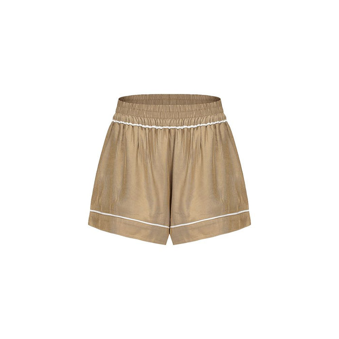 ASAYA6922 – Golden Glow Satin Shorts ✨🤎☀️