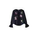 ASAYA6928 – Birds & Roses Tie-Front Blouse 🕊️🌹✨