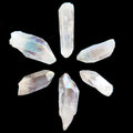 Aura Quartz Raw Crystal Set of 6 Point Happy Rainbow