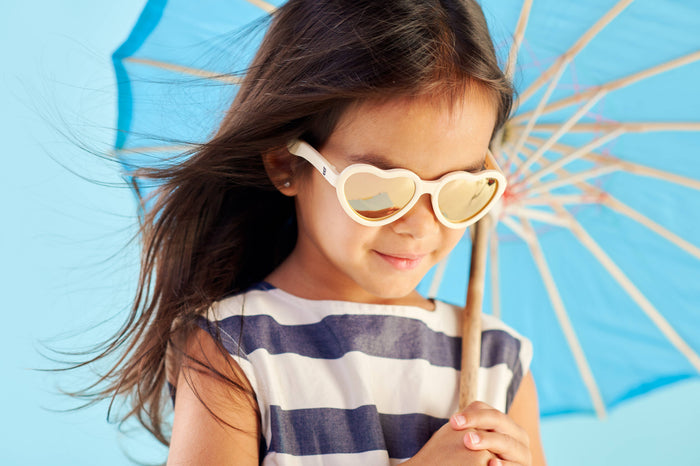 Babiators Sweet Cream Polarized Heart Sunglasses with Mirrored Lens
