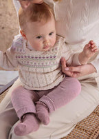 Baby 3-Piece Knit Vest, Top + Leggings Set - Mauve