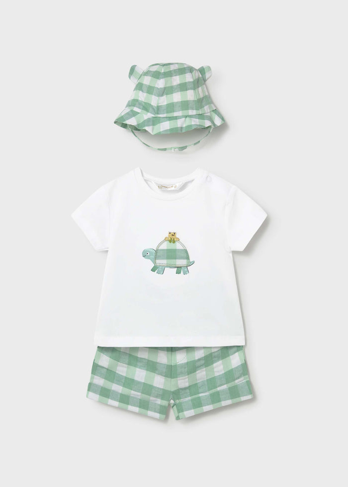 Baby Hat, Shirt and Shorts 3-Piece Set - Apple Green Turtle - Wee Bee Baby Boutique