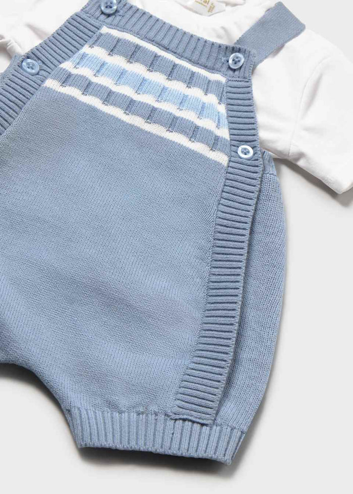 Baby Knit Overall and T-shirt 2-Piece Set - Atlantis Blue - Wee Bee Baby Boutique