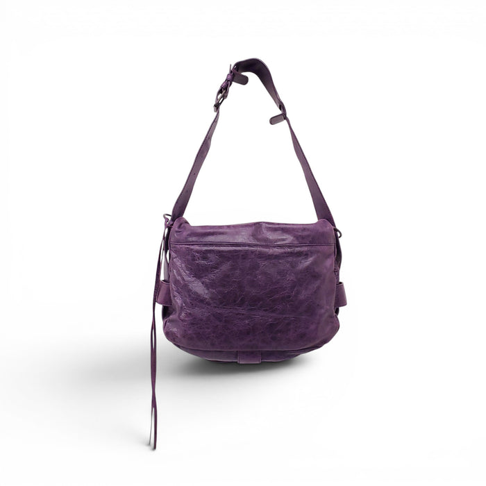 BALENCIAGA PURPLE LEATHER CROSSBODY FLAP BAG