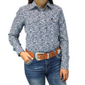 Bandoleros Western Cowgirl Shirt - White & Blue