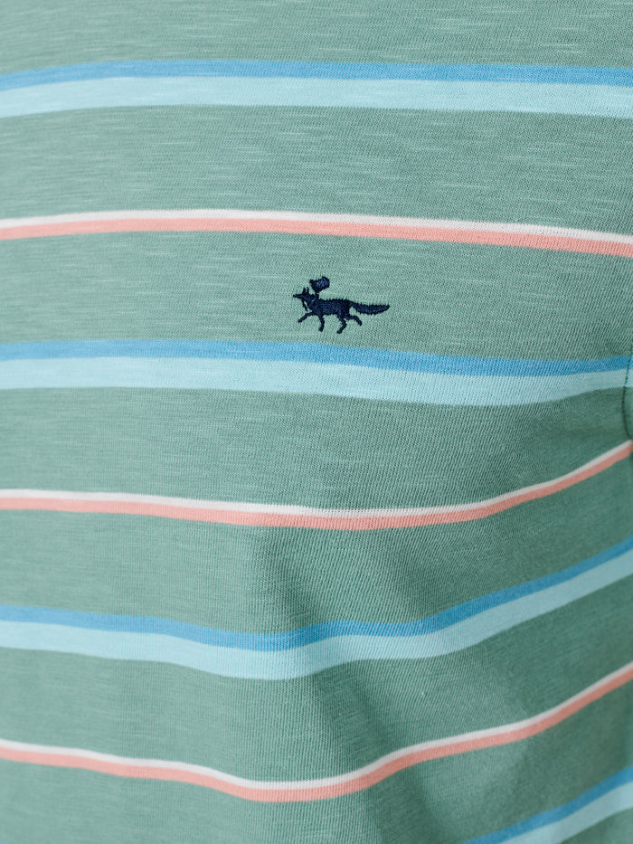 Aubin Green Stripe Berkeley Slub T-Shirt | T-Shirt
