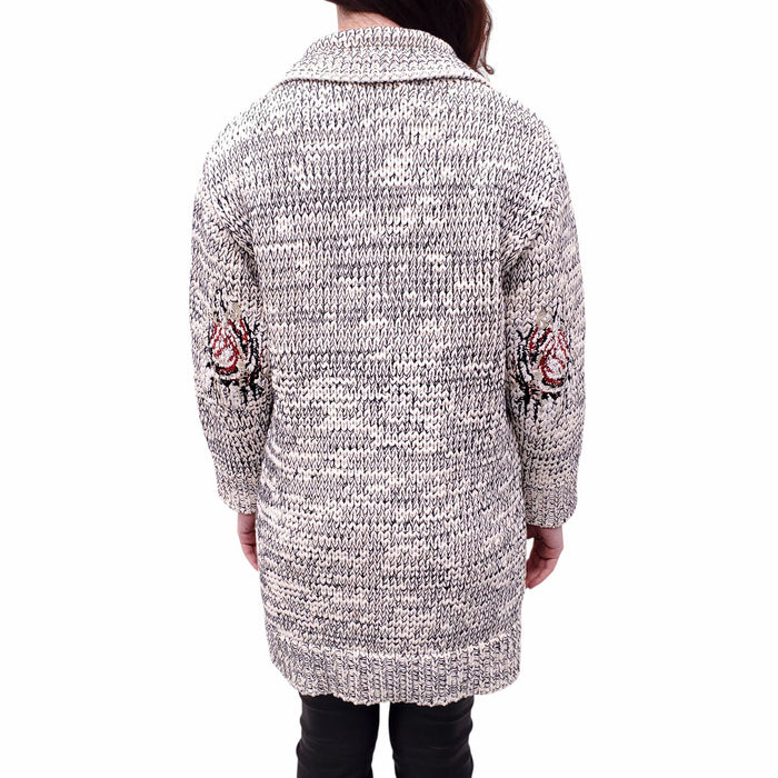 BOTTEGA VENETA KNIT DOUBLE BREASTED CARDIGAN WITH EMBROIDERED DETAIL - SIZE 40