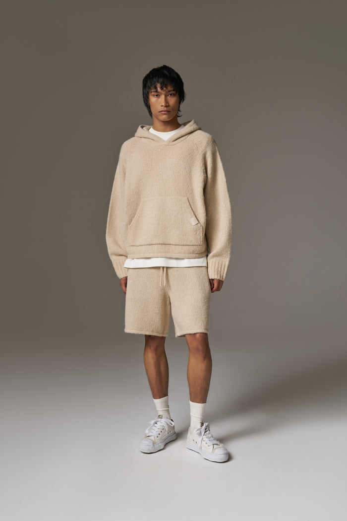 BOUCLE KNIT SHORTS - STONE