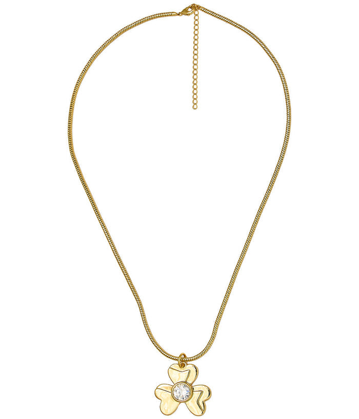 Brady Clover Bezel - Snake Chain - 18k Plated Necklace