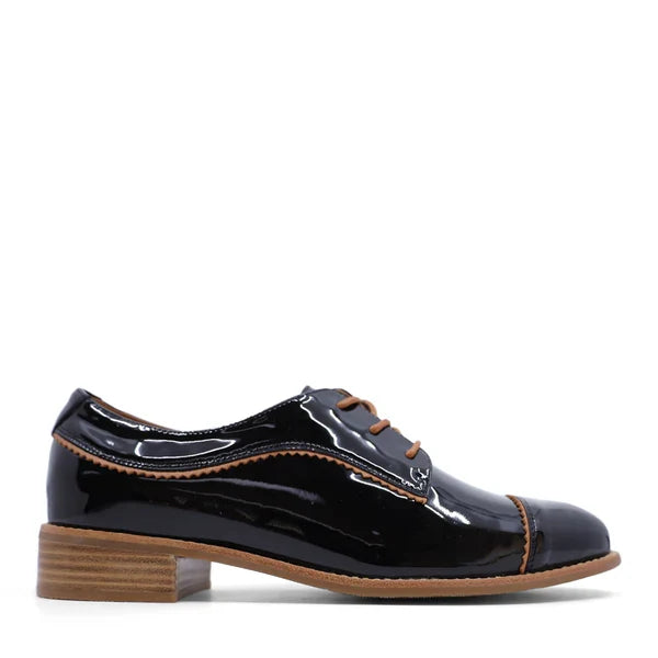 BRESLEY ALPOPO BLACK PATENT/TAN TRIM