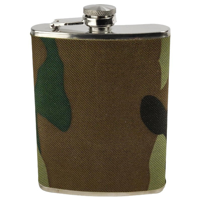 Camo Cover 8oz Hip Flask - Mil-Tec - Gifts & Novelties