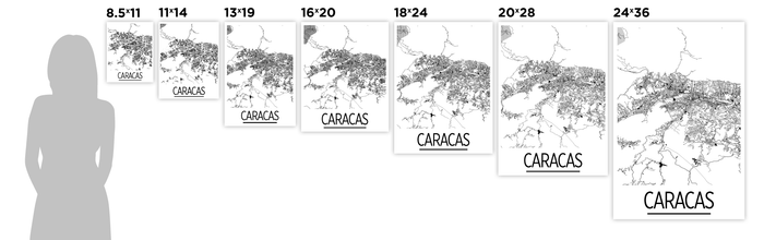 Caracas Map Poster - venezuela Map Print - Art Deco Series