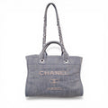 CHANEL DENIM PETITE DEAUVILLE SHOPPING TOTE BAG