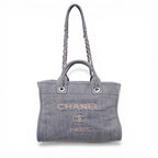 CHANEL DENIM PETITE DEAUVILLE SHOPPING TOTE BAG