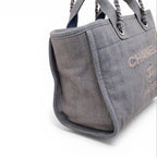 CHANEL DENIM PETITE DEAUVILLE SHOPPING TOTE BAG