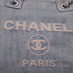 CHANEL DENIM PETITE DEAUVILLE SHOPPING TOTE BAG