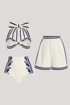 Chibuzo Print Stripe Three Piece Swimwear