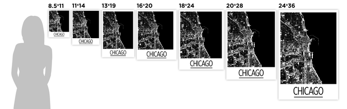 Chicago Map Poster - usa Map Print - Art Deco Series