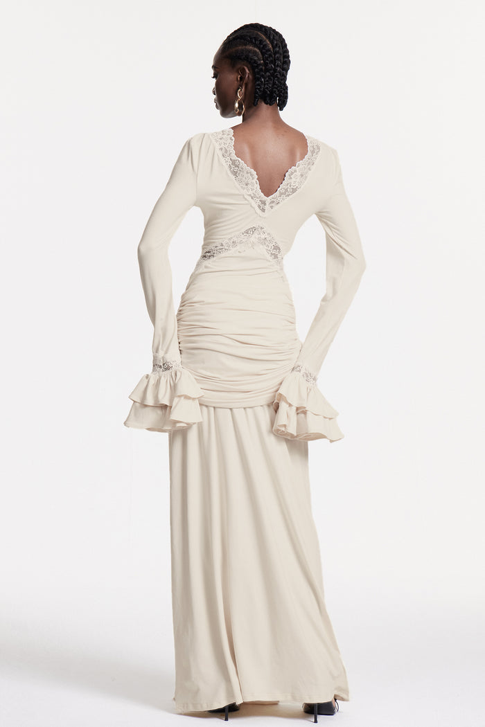 Chizuru Lace Tie Up Maxi Dress