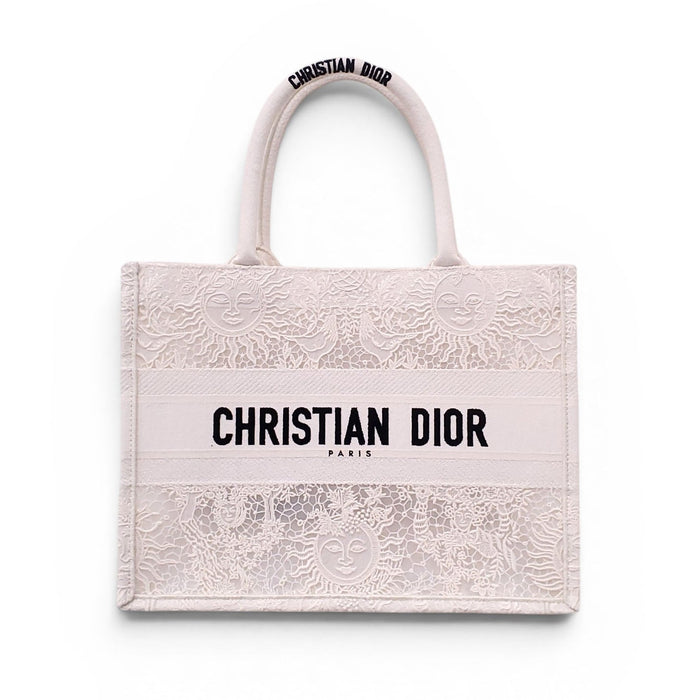 CHRISTIAN DIOR WHITE LACE BOOK TOTE BAG