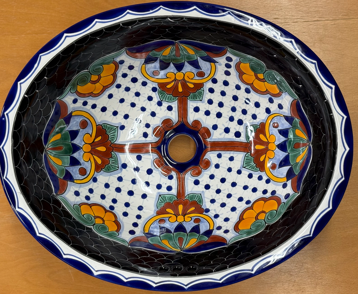 CLEARANCE - Traditional Mexican Sink-Puntos Y Flores