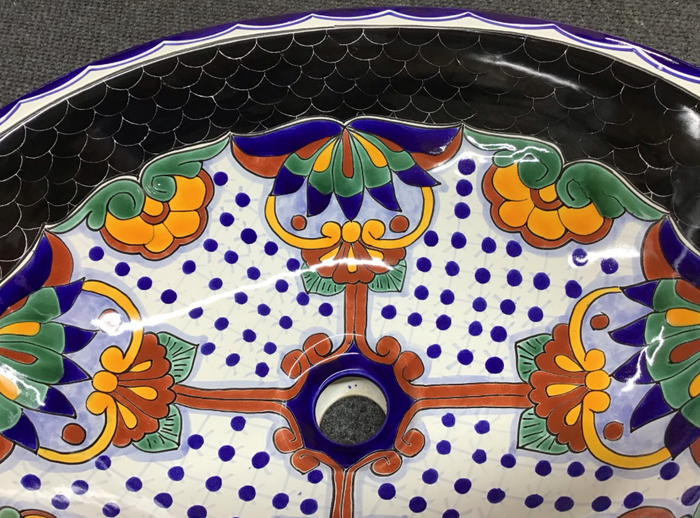 CLEARANCE - Traditional Mexican Sink-Puntos Y Flores