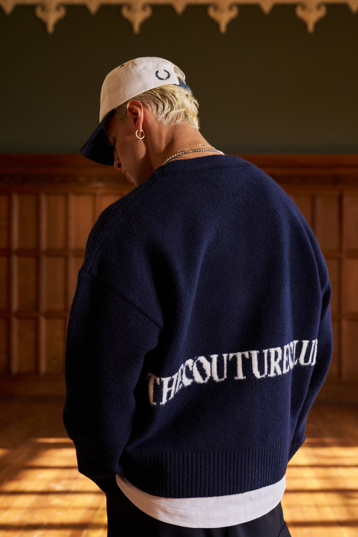 COPYRIGHT BRUSHED KNIT CARDIGAN - NAVY