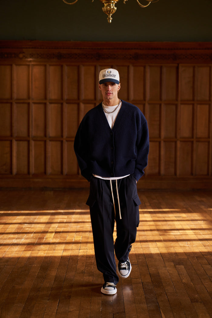 COPYRIGHT BRUSHED KNIT CARDIGAN - NAVY