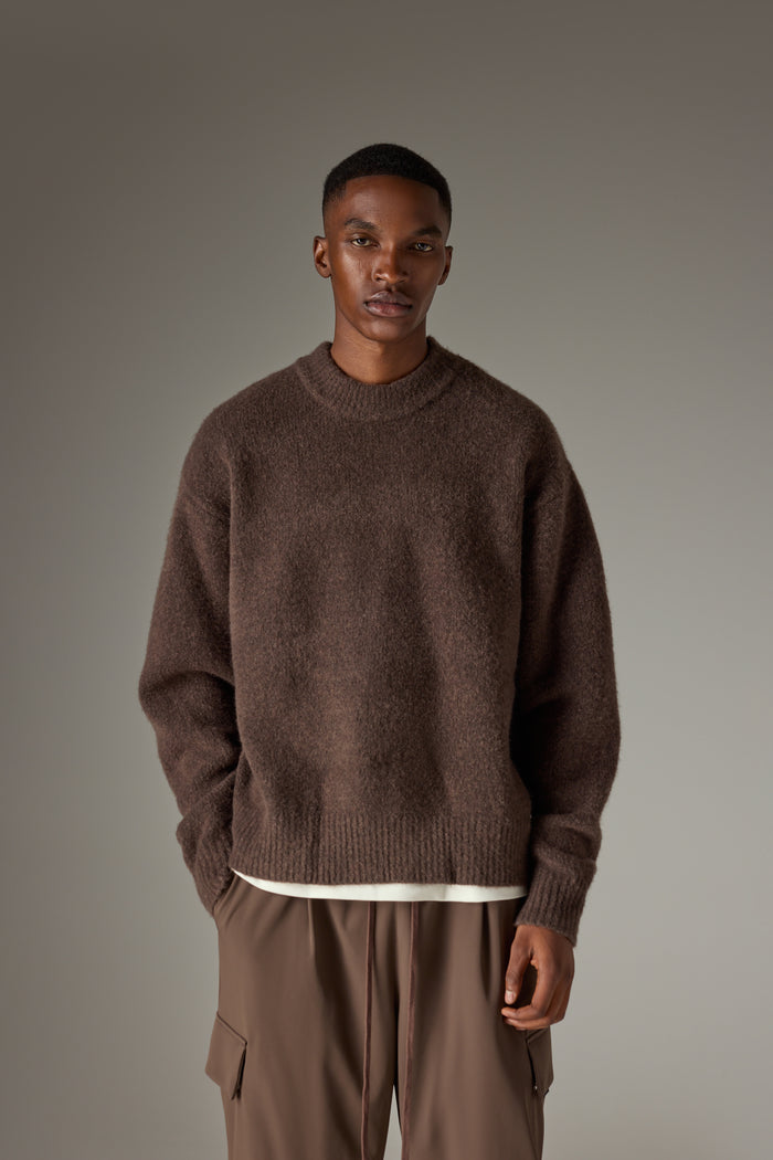 COPYRIGHT BRUSHED KNIT JUMPER - BROWN